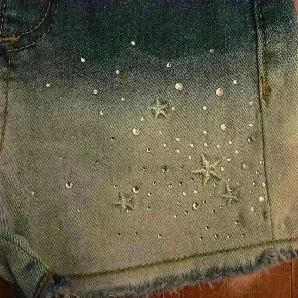 Doe a Dear Star and Rhinestone Denim Shorts - Picture 3 of 4